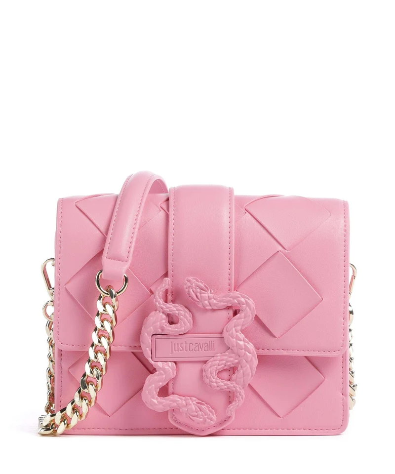 Just Cavalli Iconic Snakes Braided Borsa a tracolla begonia pink