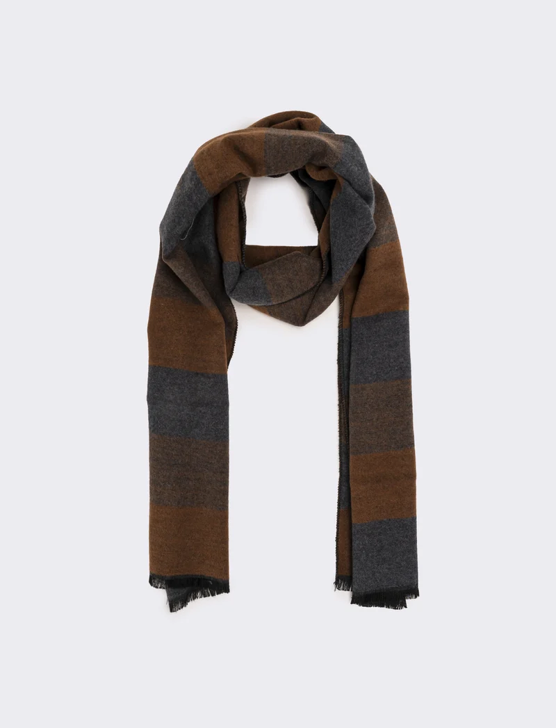 Sciarpa righe larghe uomo - Marrone