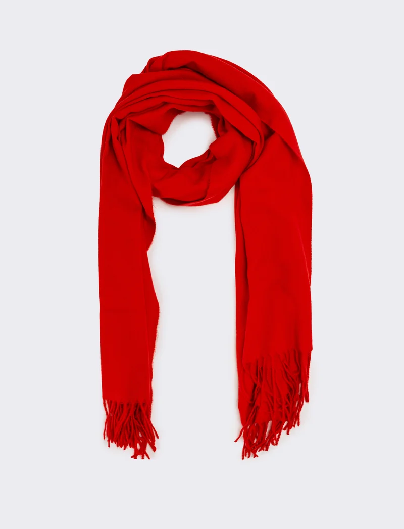 Sciarpa donna unito con frange - Rosso