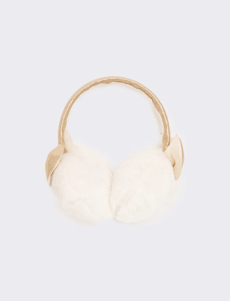 Copriorecchie con fiocco bambina - Oro