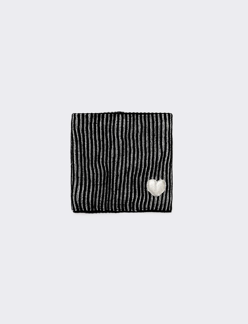 Sciarpa collo con cuore glitter - Nero
