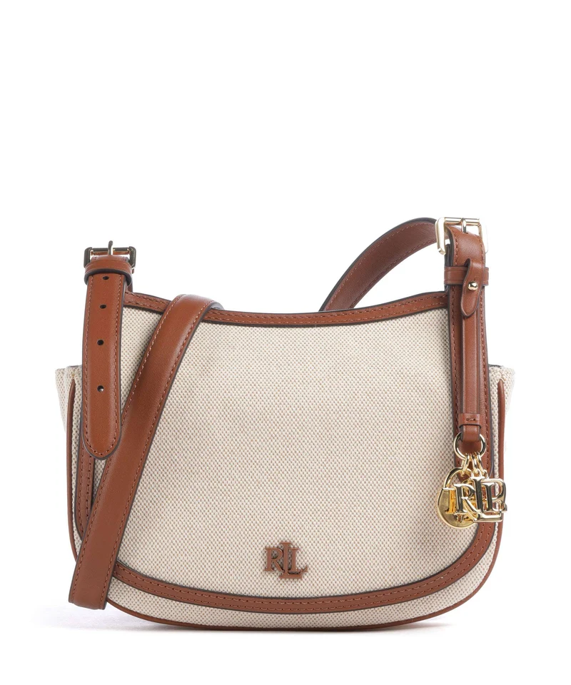 Lauren Ralph Lauren Marcy Medium Borsa a tracolla natural/buff canvas/lauren tan