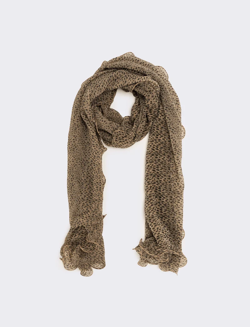 Foulard donna con rouche leopardato - Grigio