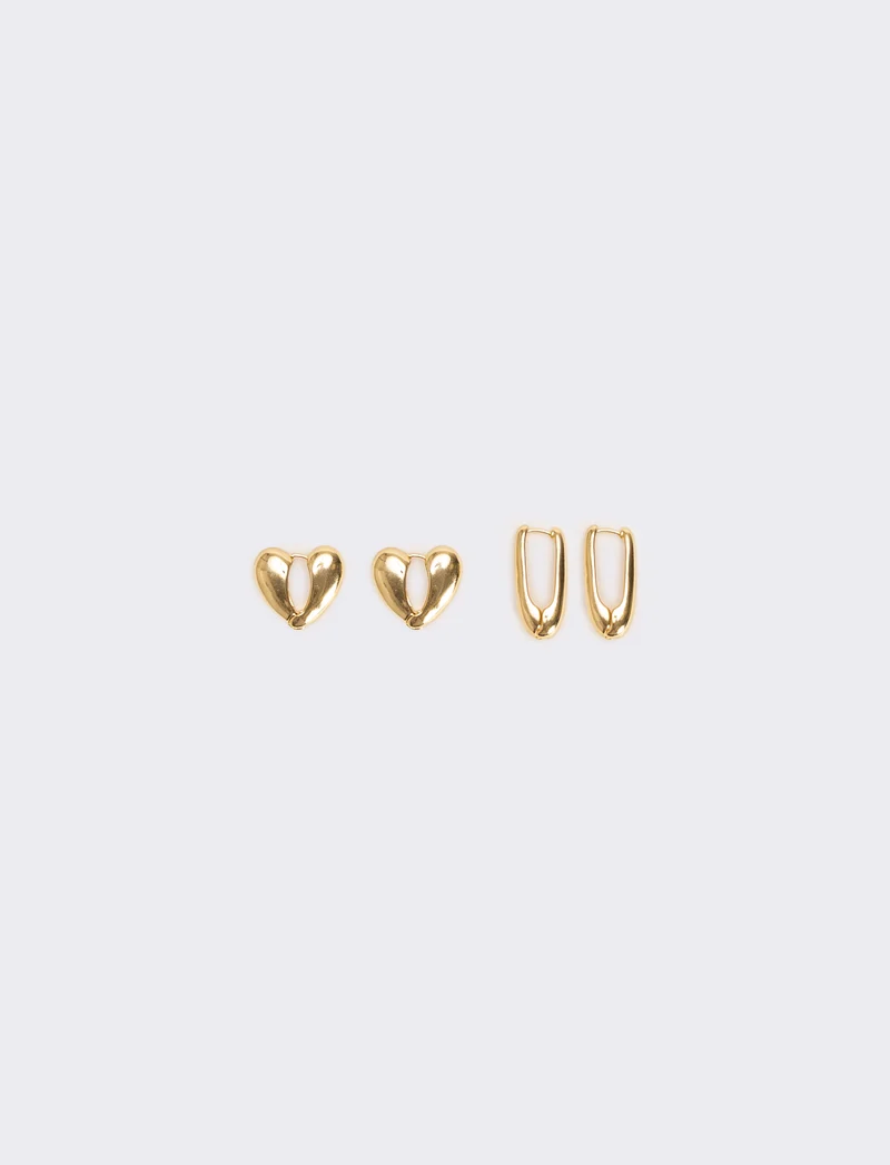 Card 2 orecchini cuore e goccia - Oro