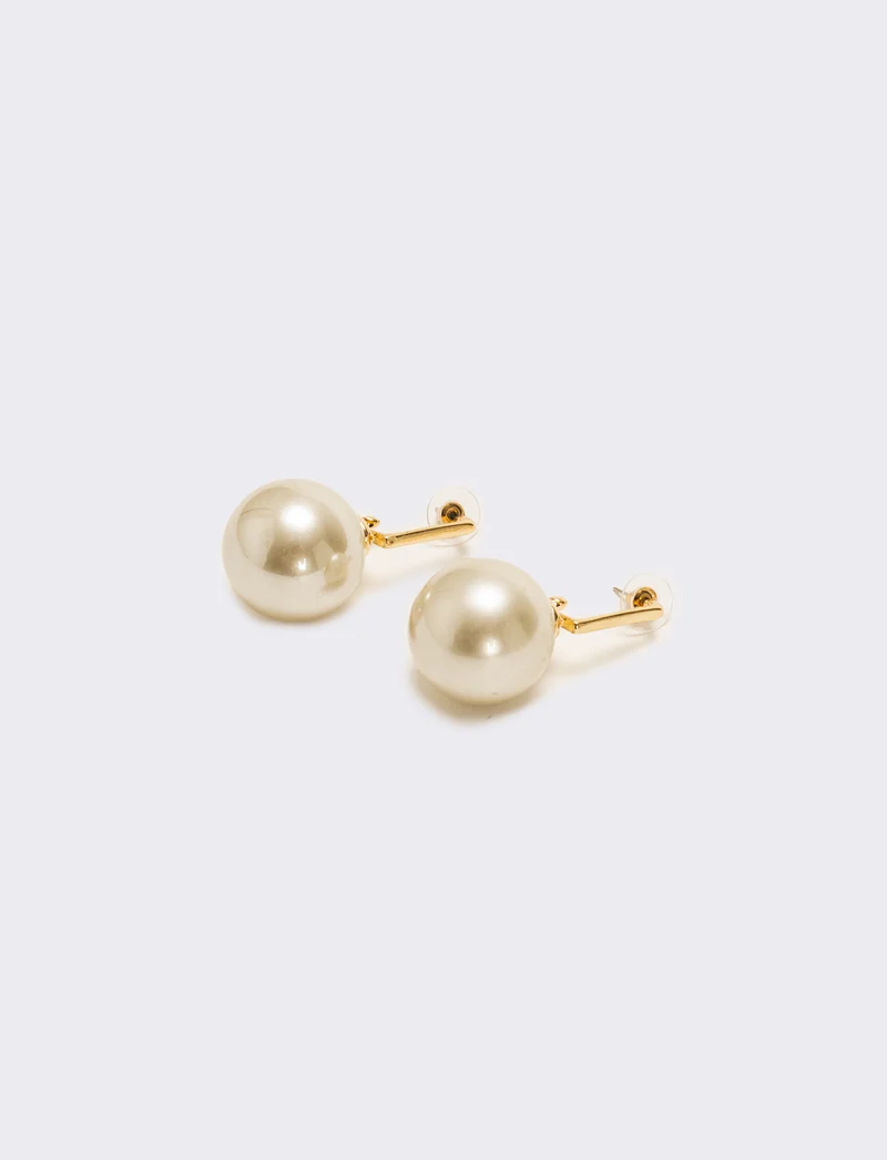 Orecchino perla grande - Beige