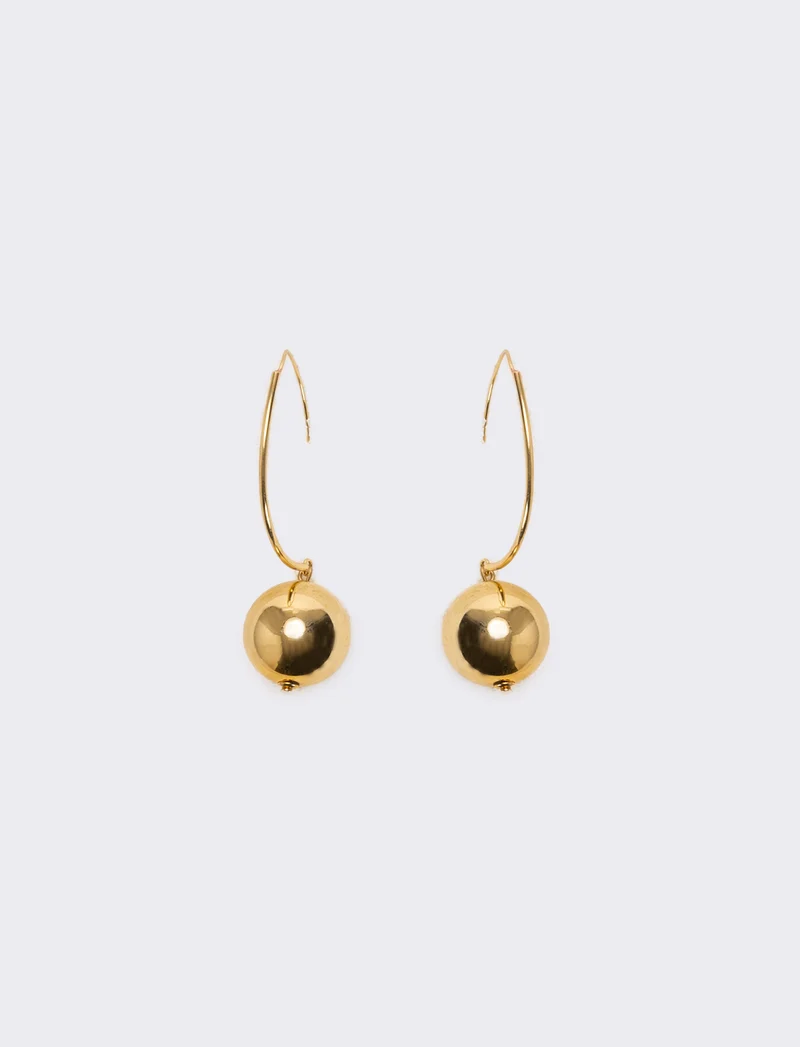 Orecchini cerchi con pendente e pallina - Oro