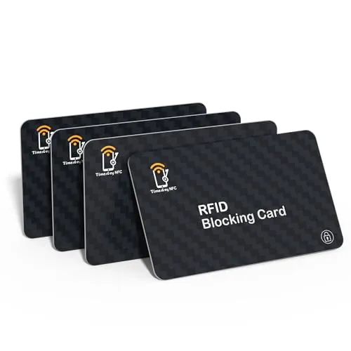 Protezione RFID per Carte di Credito Contactless – Scheda di Blocco RFID & NFC - Proteggi Carta Bancaria, Pasaporto, Documento d’identità - per Portafoglio da Uomo e Donna, 4 Pezzi