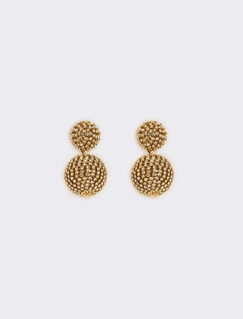 Orecchino doppia sfera con strass - Oro