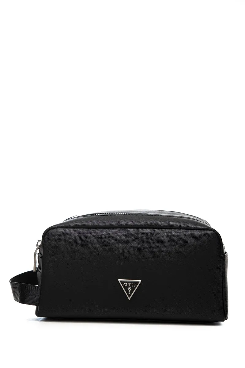 Pochette Beauty Case Guess Torino Dbl Da Uomo Nera In Poliuretano
