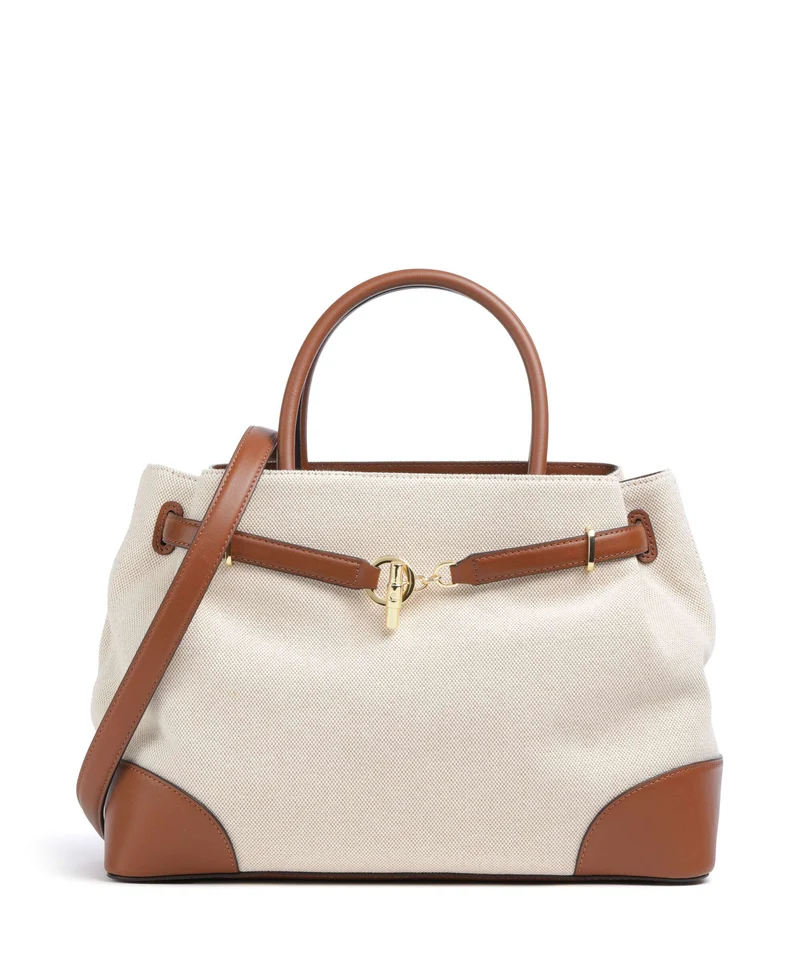 Lauren Ralph Lauren Blaike Large Borsa a mano natural/buff canvas/lauren tan