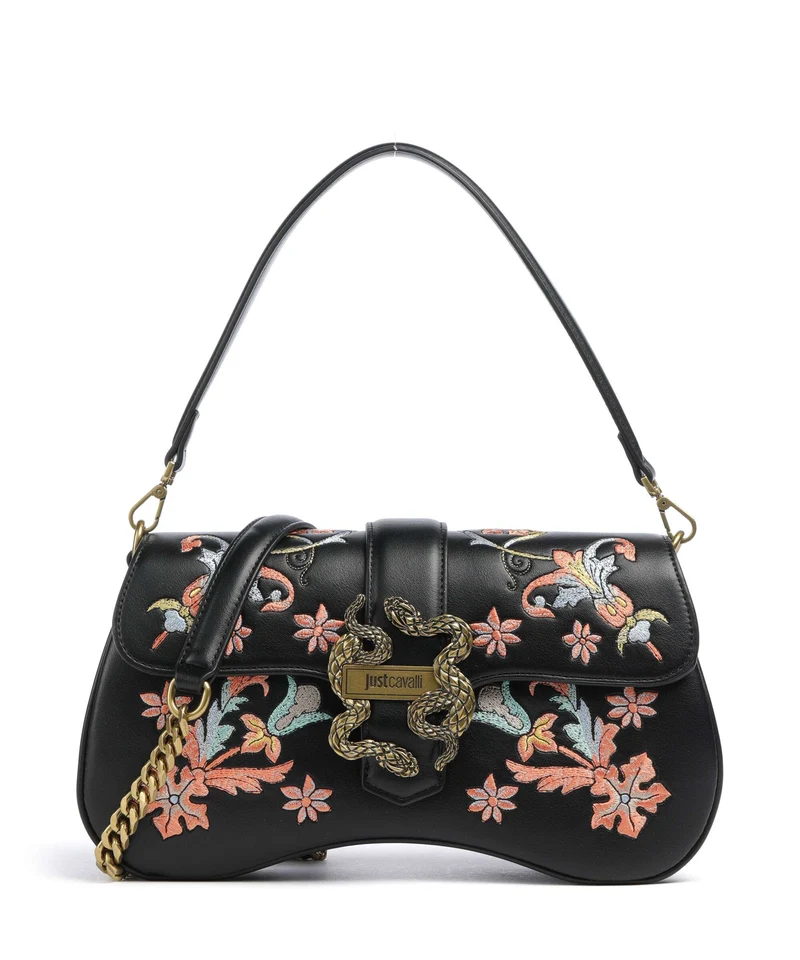 Just Cavalli Iconic Snakes Borsa a spalla black