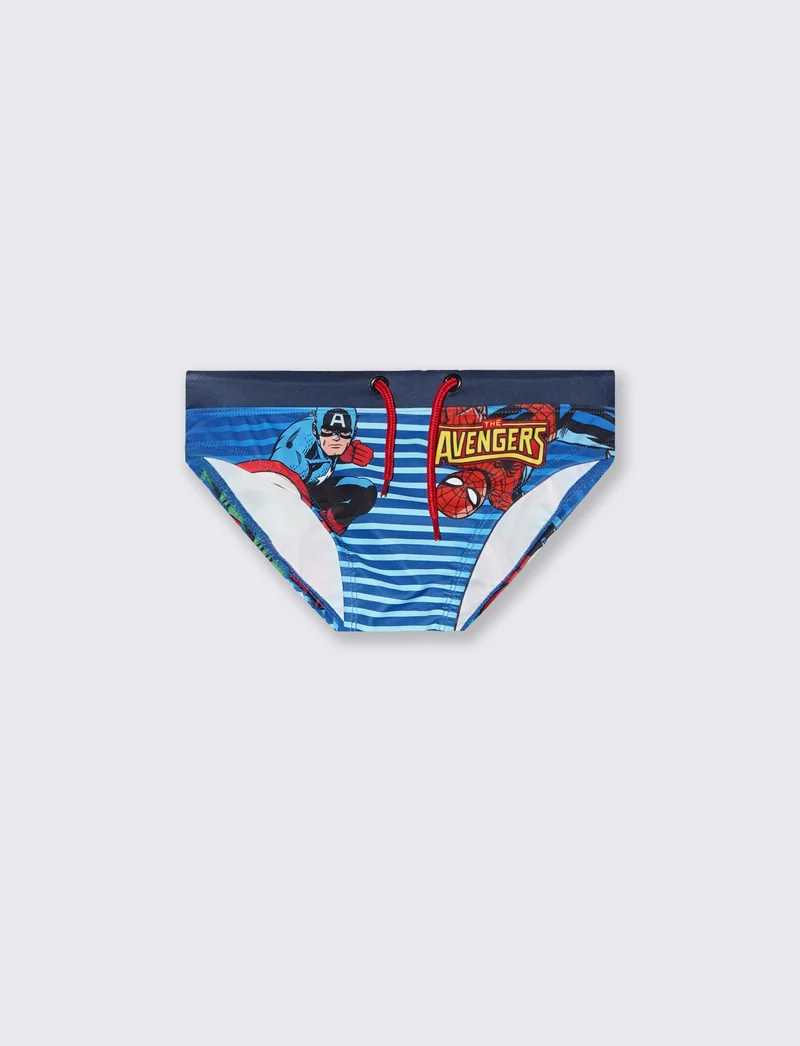 Costume slip Avengers in tessuto elastico - Blu navy