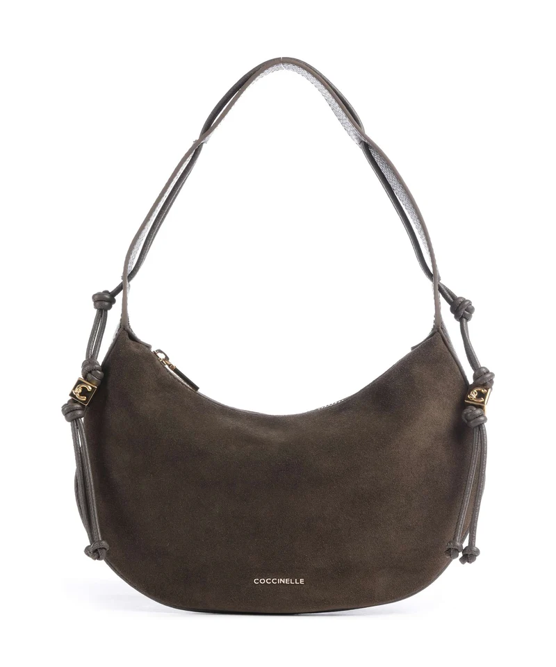 Coccinelle Thess Suede Borsa hobo fango