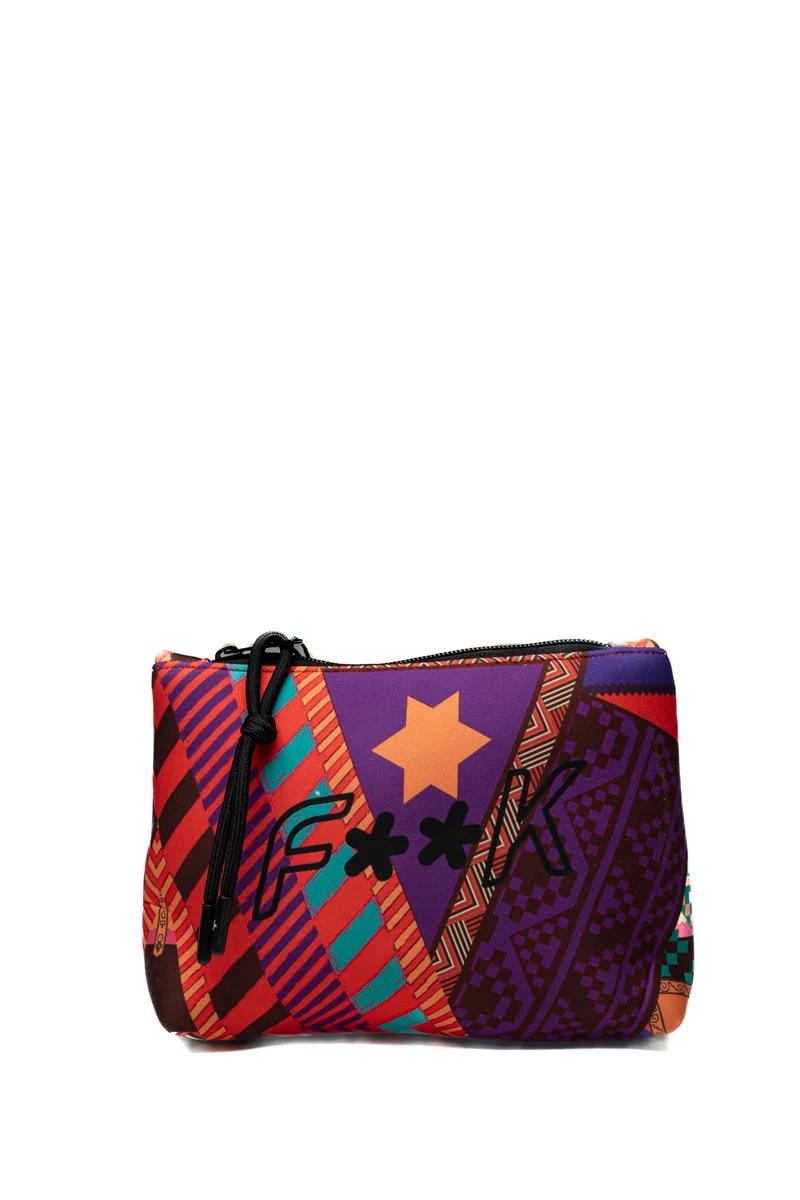 Pochette Effek Regular Neo Printed Graphic Da Donna Fantasia Grafica Arancione Viola Verde Bandiera In Neoprene