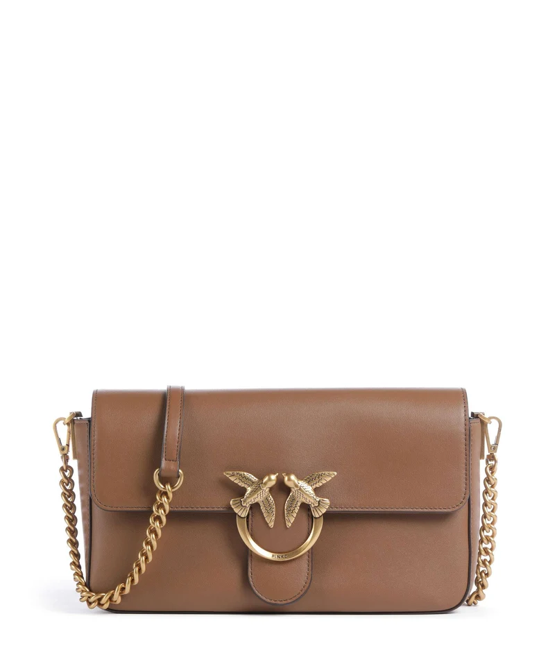 Pinko Love One Classic Slouchy Borsa a tracolla marrone cognac/antique gold