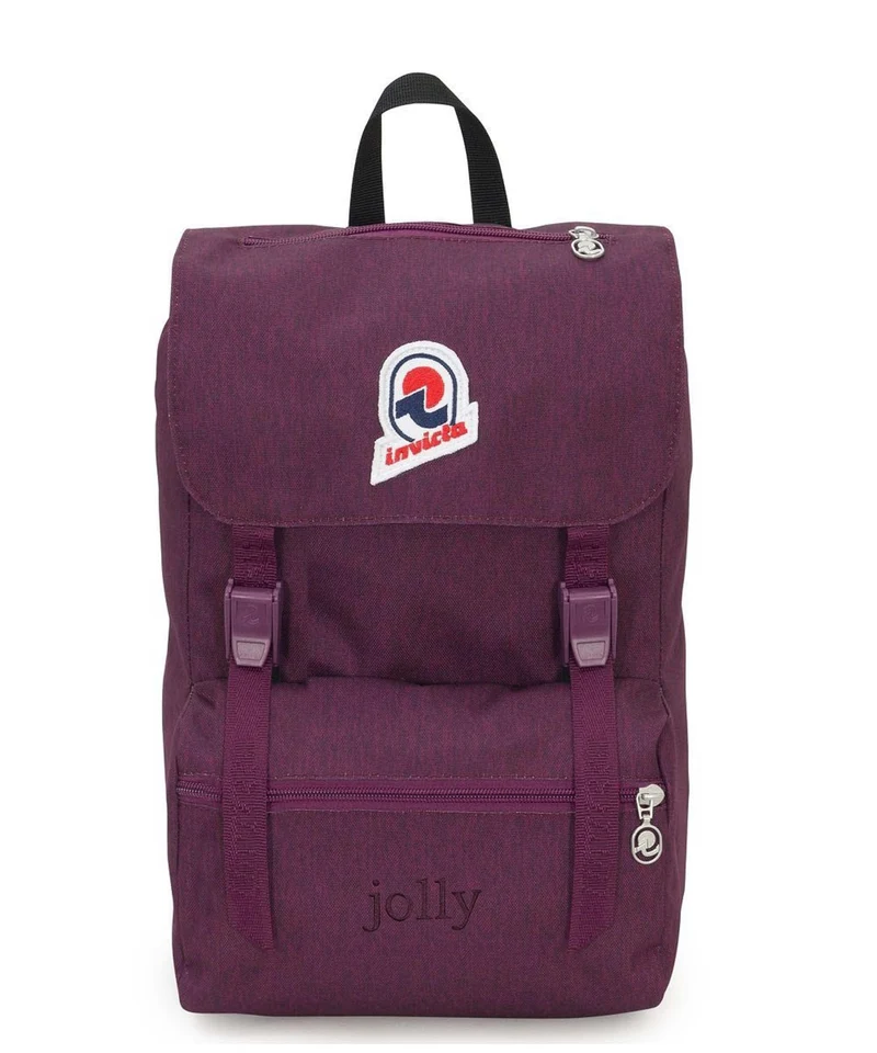 Zaino INVICTA - JOLLY SOLID - SMALL, Viola - Ufficio, Viaggio e Tempo Libero - Tasca Porta PC - Zainetto Donna - 100% Eco Material