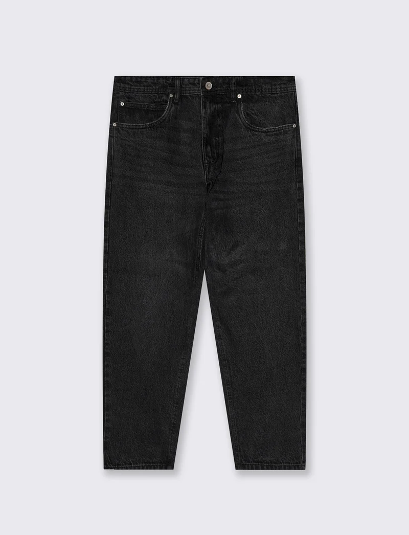 JEANS STRAIGHT FIT in denim slavato - Nero