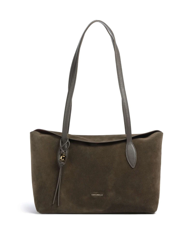 Coccinelle Thess Suede Borsa shopper fango