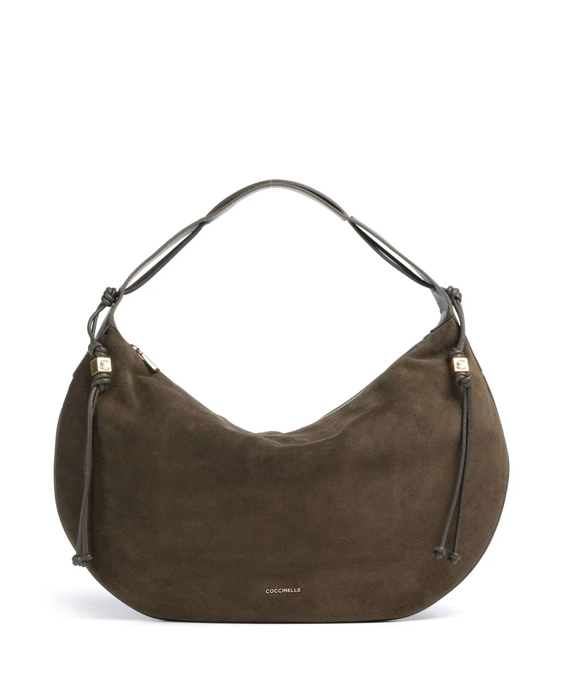Coccinelle Thess Suede Borsa hobo fango