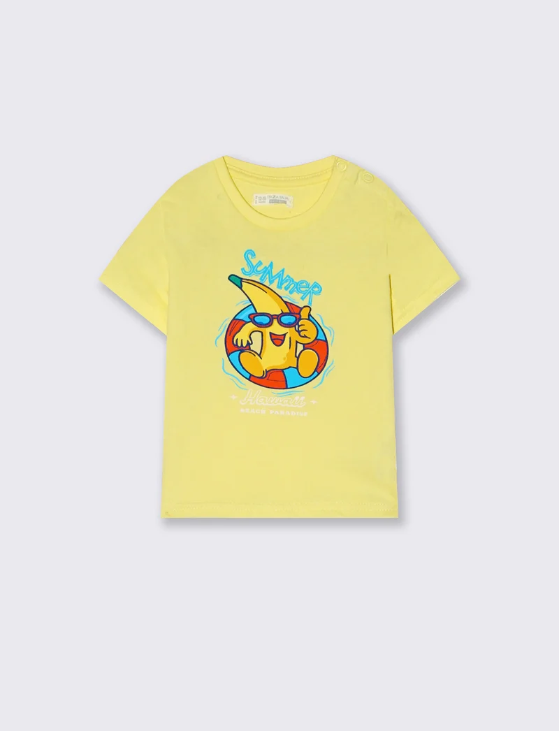 T shirt girocollo manica corta estiva - Giallo
