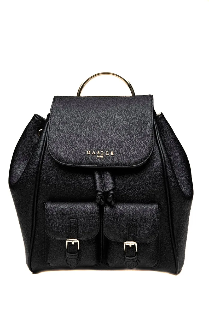 Zaino Gaelle Paris Reg Backpack Essential Metal Handle Da Donna Nero In Poliuretano