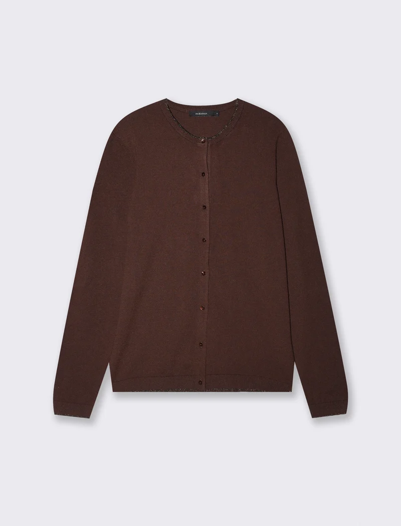 Cardigan Lungo con Bordino Lurex - Moro