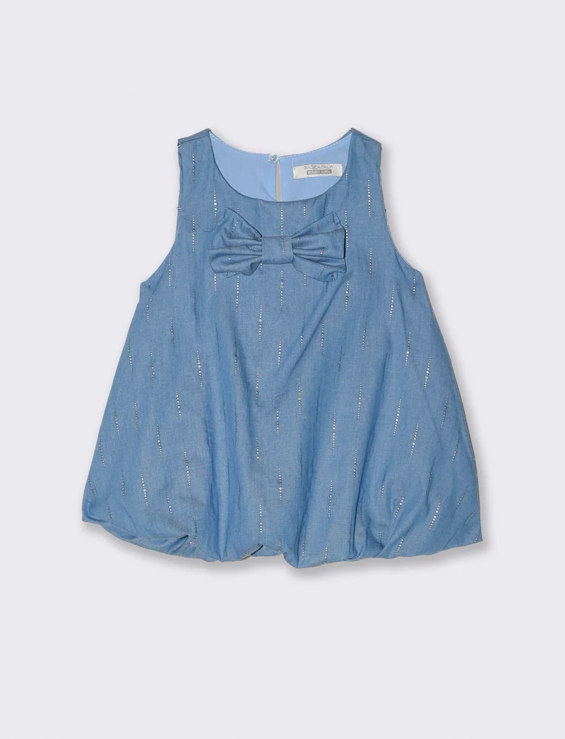 Abito a palloncino con fiocco argento - Denim