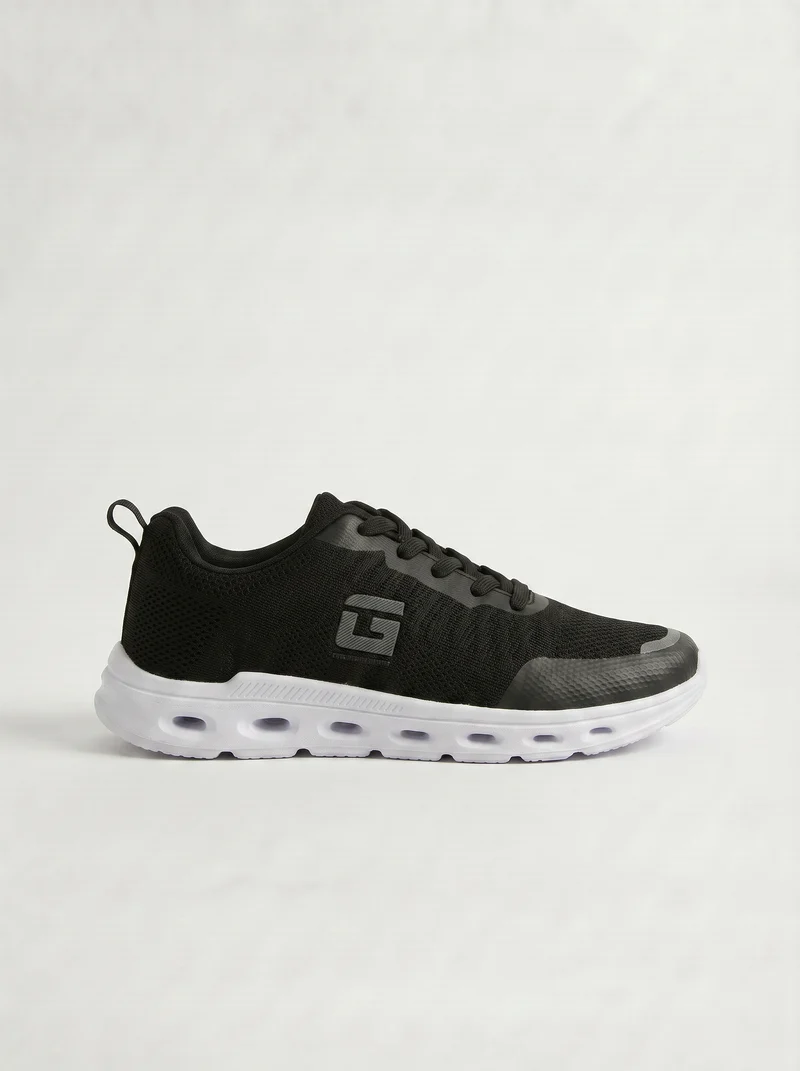 Sneakers running uomo in tessuto nero - Nero