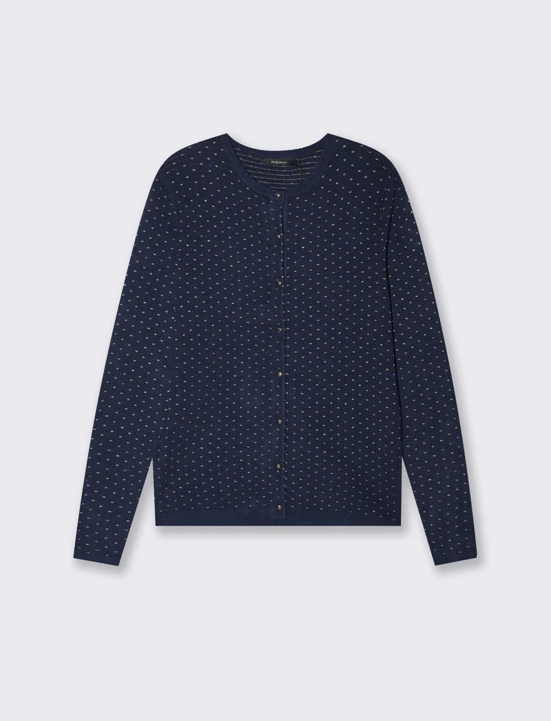 Cardigan girocollo con pois in lurex - Blu