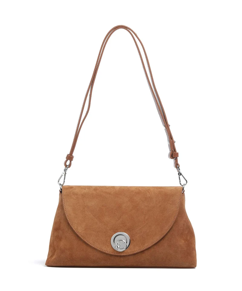 Coccinelle Nikla Suede Borsa a spalla cognac