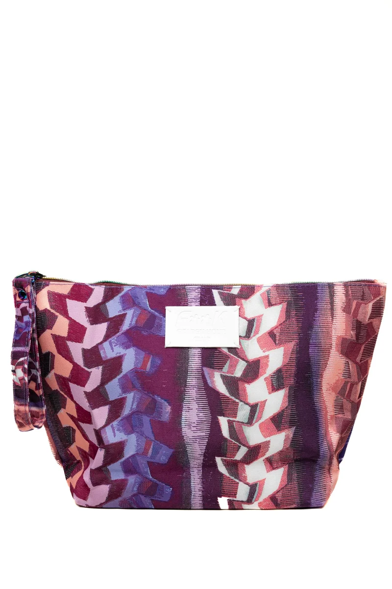 Pochette Da Mare Effek Maxi Printed Graphic Da Donna Fantasia Grafica Vinaccia Glicine Rosa Carne In Canvas Di Poliestere