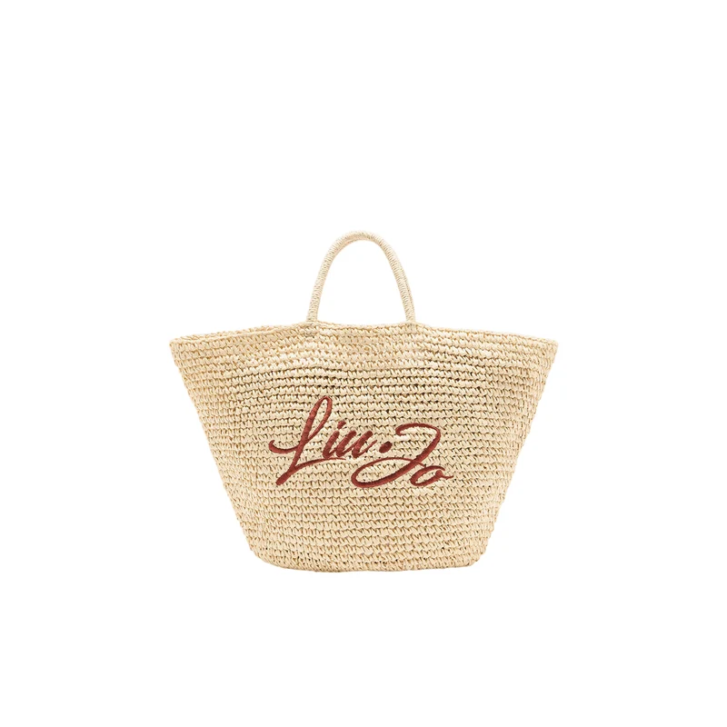 Borsa media da donna in rafia con logo