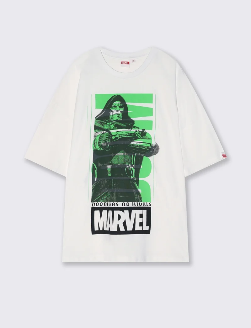 T-shirt Marvel uomo girocollo boxy fit - Bianco