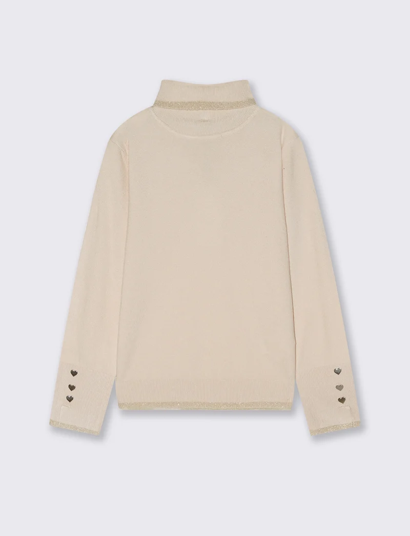 Lupetto collo alto con bordino metallico - Beige