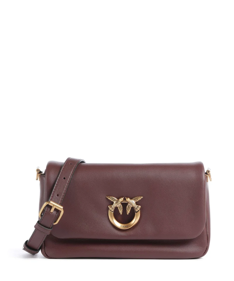 Pinko Click Soft Horizontal Mini Borsa a tracolla castano intenso/antique gold