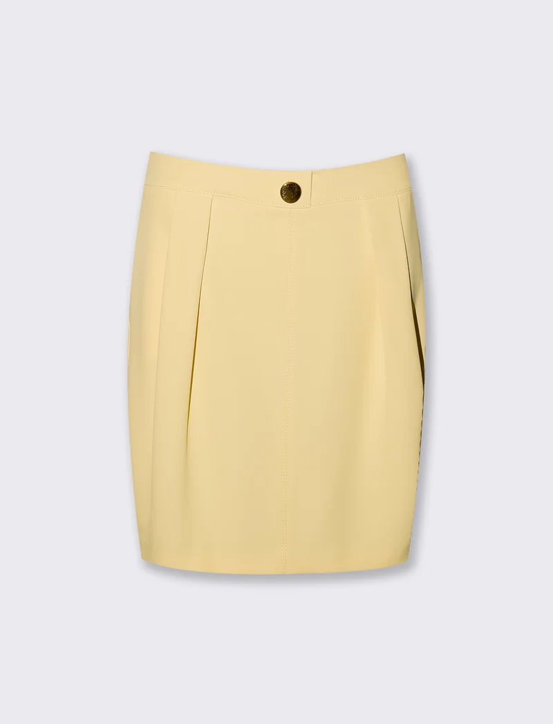 Gonna mini con bottone frontale per donna - Giallo