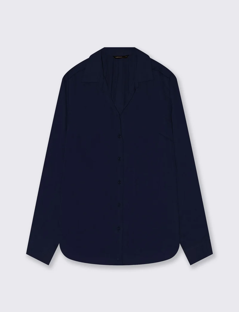 Camicia manica lunga con pieghe posteriori - Blu
