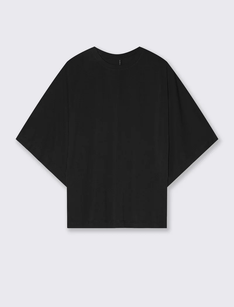 T-shirt girocollo con maniche a pipistrello - Blu