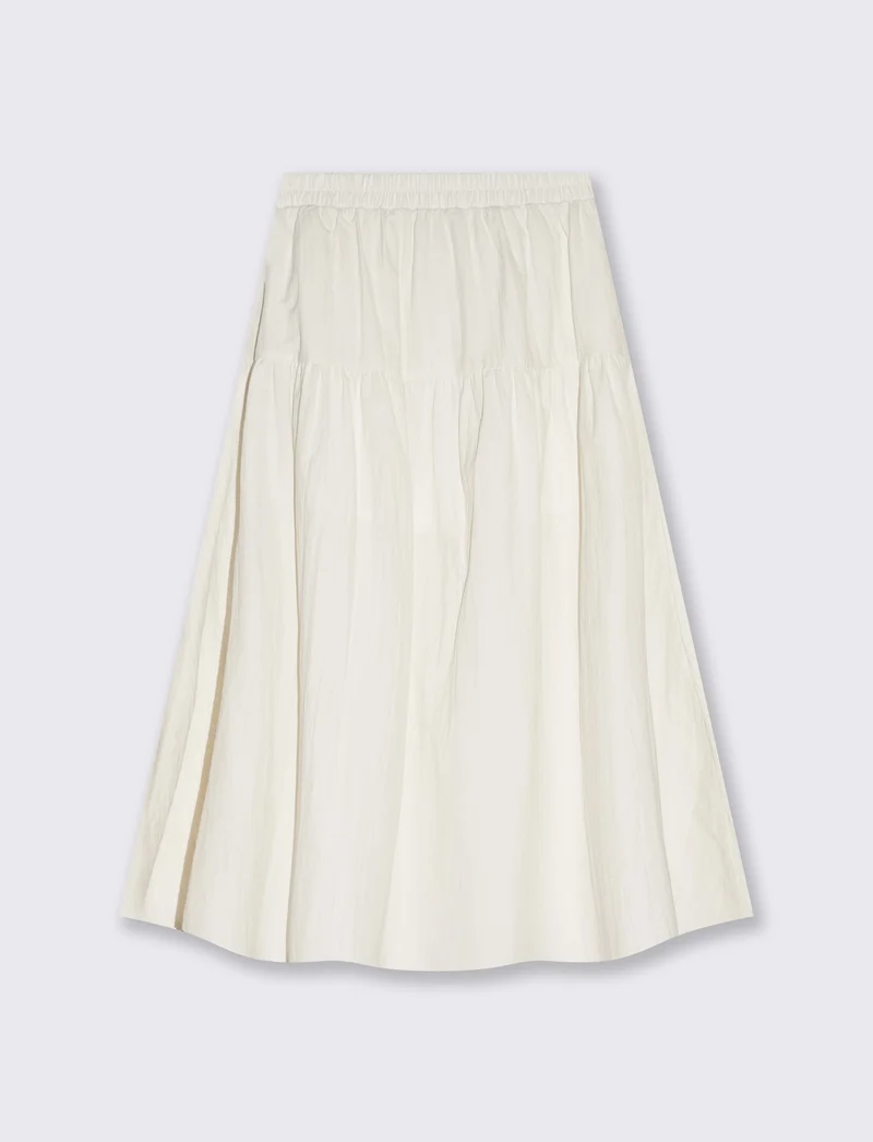 Gonna lunga in cotone con coulisse - Avorio