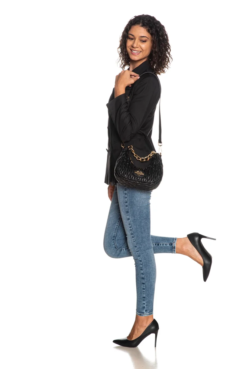 Borsa Love Moschino Quilted Soft Folds Pu Hb Da Donna Nera In Poliuretano