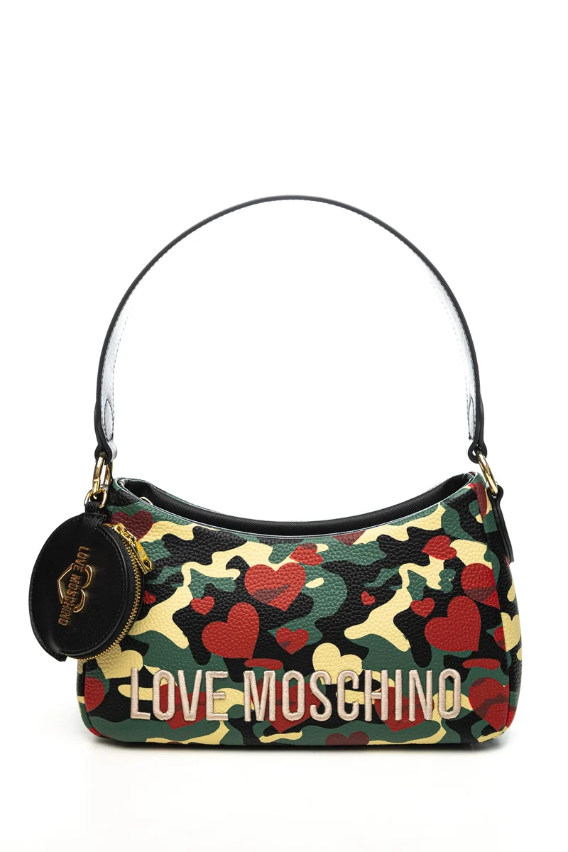 Borsa Love Moschino Pu Camo Emb Hb Da Donna Camouflage Rosso Panna Nero Verde Agave In Poliuretano