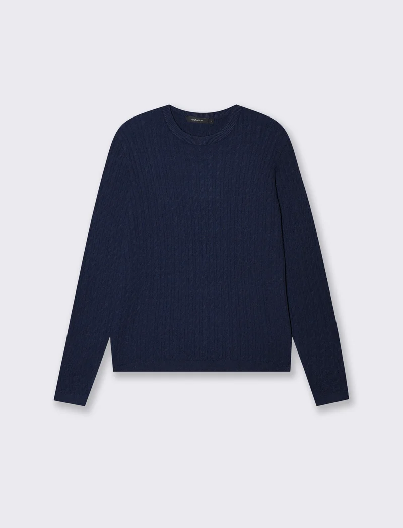 Pullover a trecce manica lunga girocollo - Verde petrolio