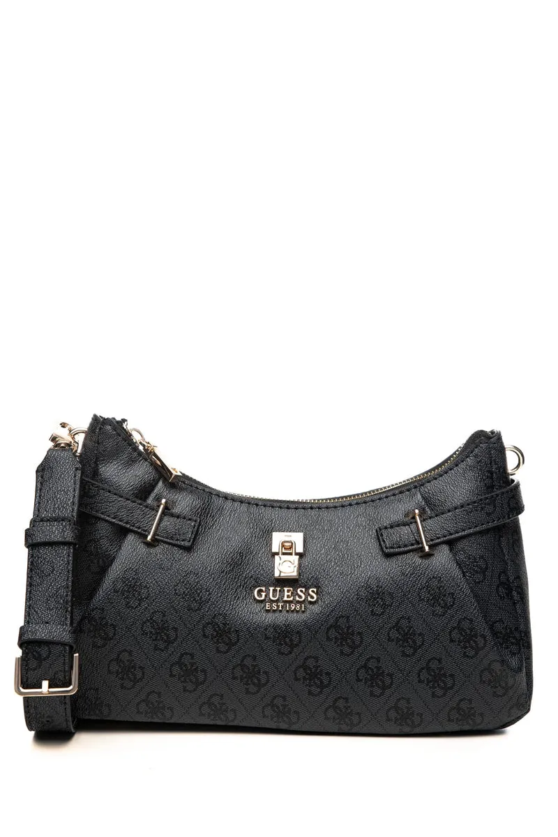 Borsa Guess Yesba Sh Da Donna Antracite Stampa Loghi 4 G Nera In Poliuretano