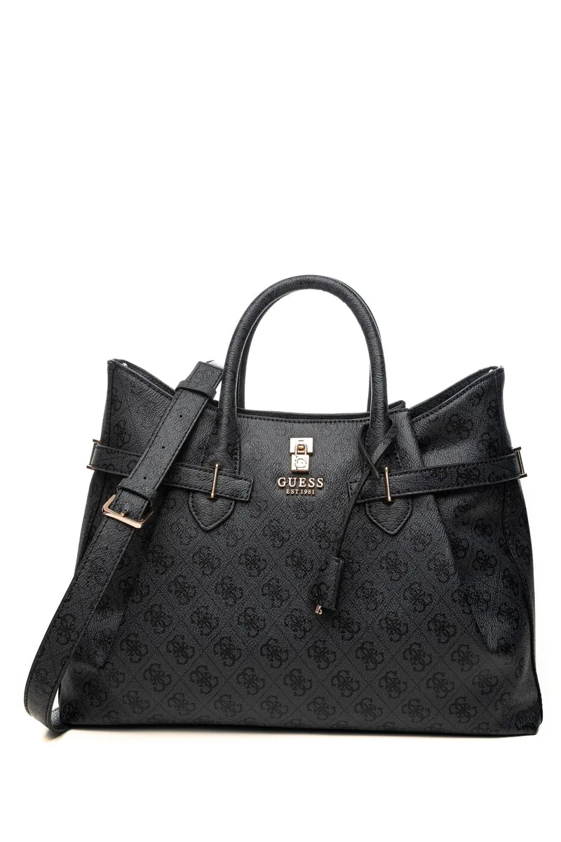 Borsa Guess Yesba Girlfriend Da Donna Antracite Stampa Loghi 4 G Nera In Poliuretano