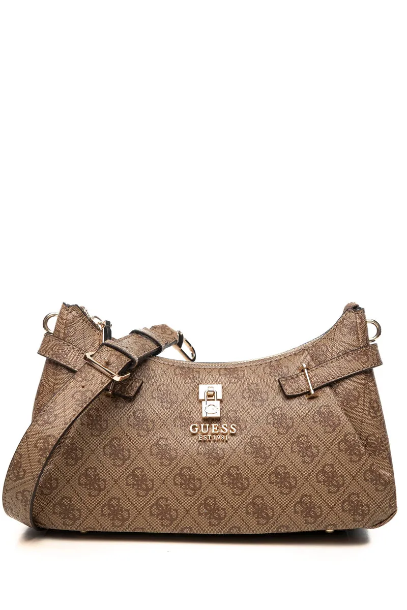Borsa Guess Yesba Sh Da Donna Beige Stampa Loghi 4 G Marrone In Poliuretano