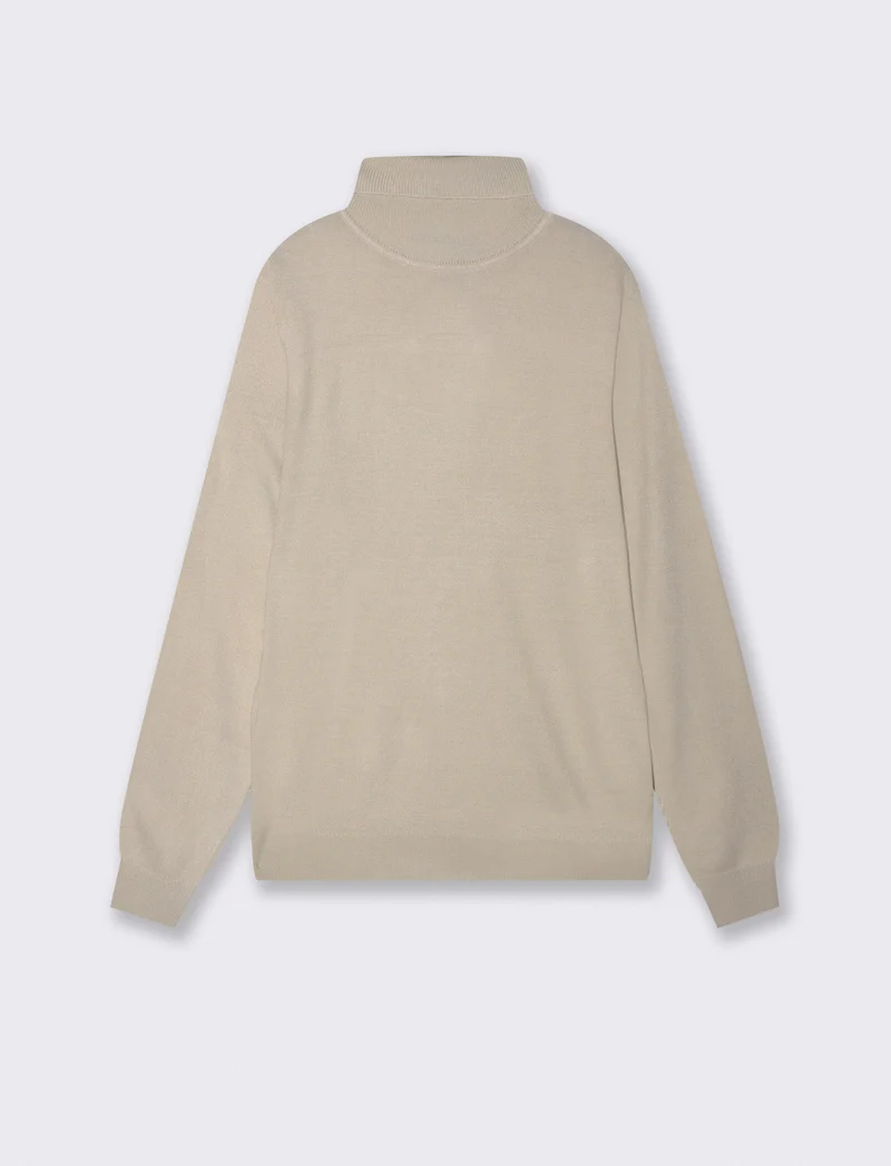 Maglia Collo Alto Regular Fit Basic - Sabbia