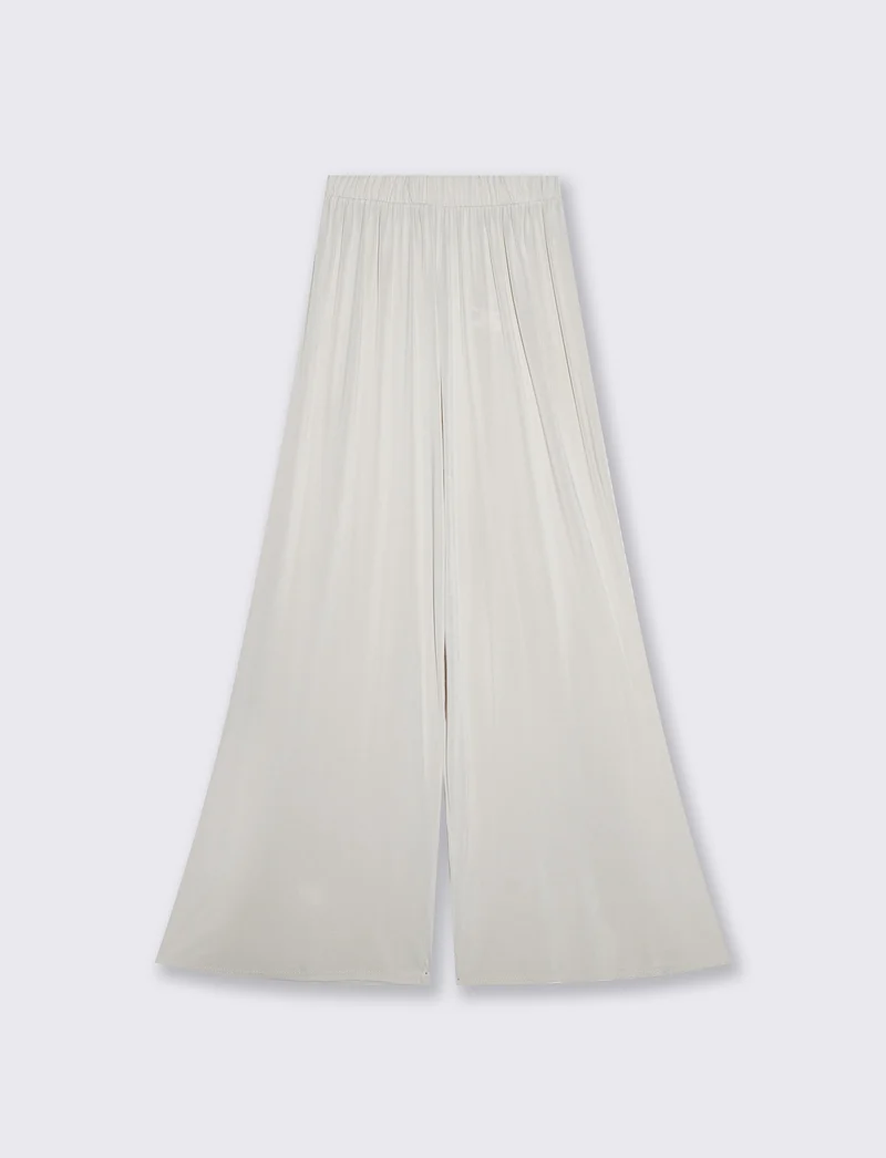 Pantaloni Morbidi Dritti con Elastico - Beige