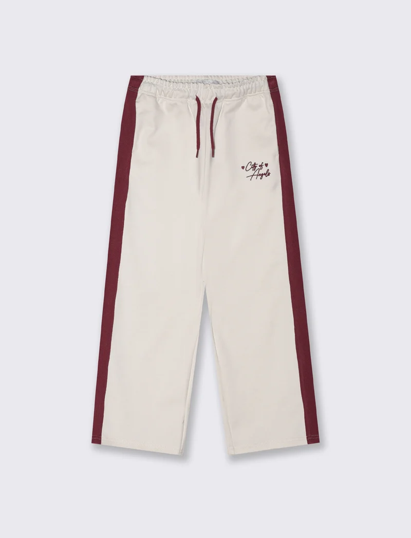 Jogger gamba dritta con bande a contrasto - Bianco burro