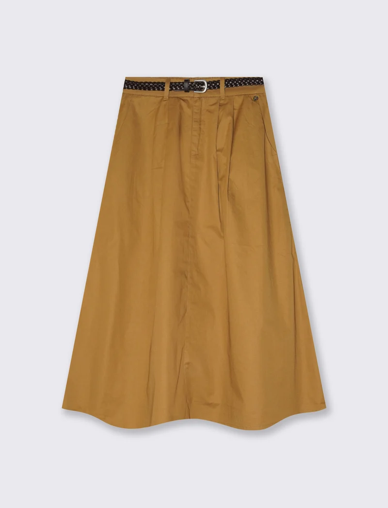 Gonna lunga con elastico sul retro - Mostarda