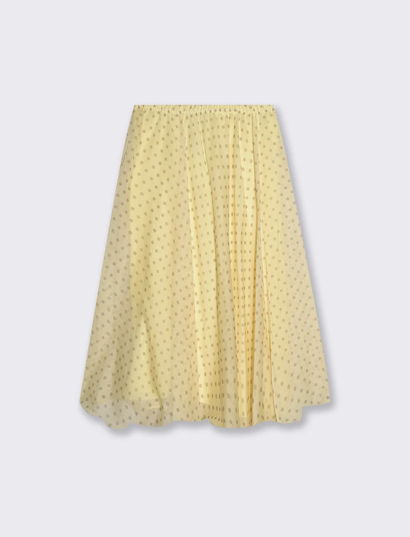 Gonna lunga a pois con elastico in vita - Giallo